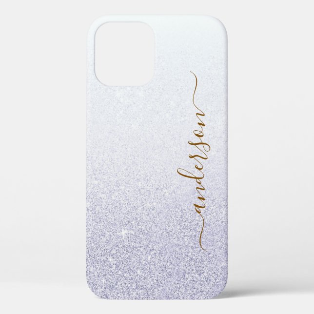 Eleganter Glitzer mit Monogramm Name Case-Mate iPhone Hülle (Rückseite)