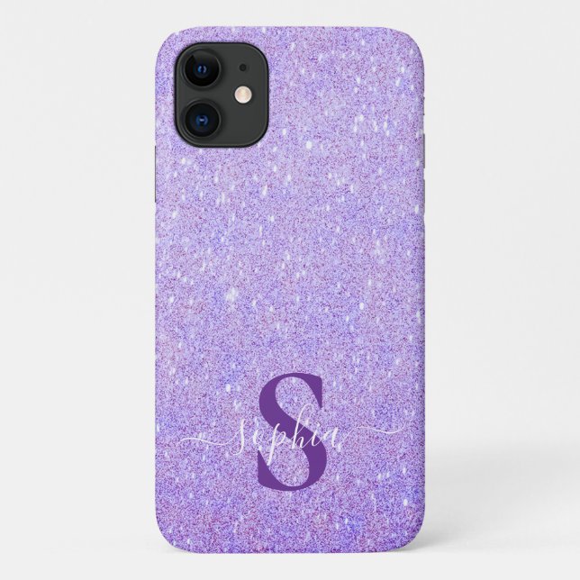 Eleganter Glitzer mit Monogramm Name Case-Mate iPhone Hülle (Rückseite)