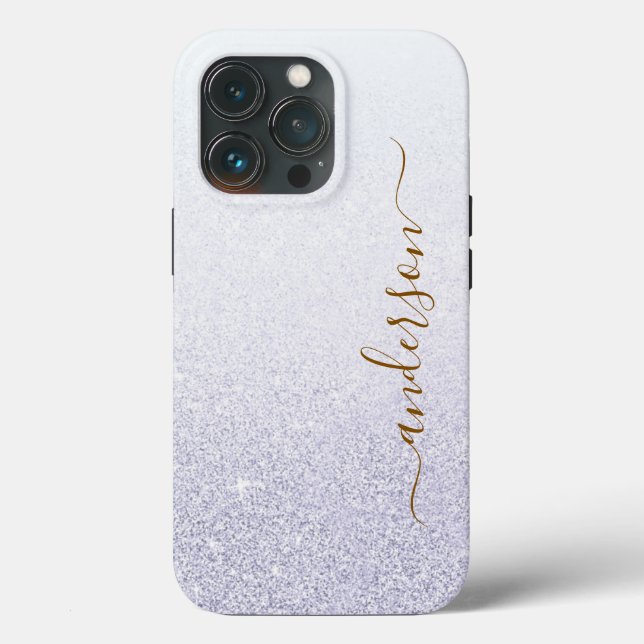 Eleganter Glitzer mit Monogramm Name Case-Mate iPhone Hülle (Rückseite)