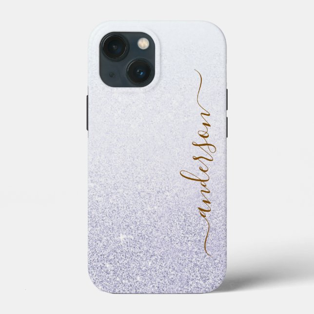Eleganter Glitzer mit Monogramm Name Case-Mate iPhone Hülle (Rückseite)