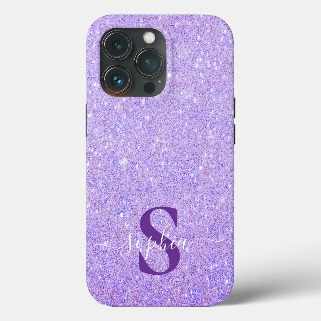 Eleganter Glitzer mit Monogramm Name Case-Mate iPhone Hülle (Rückseite)