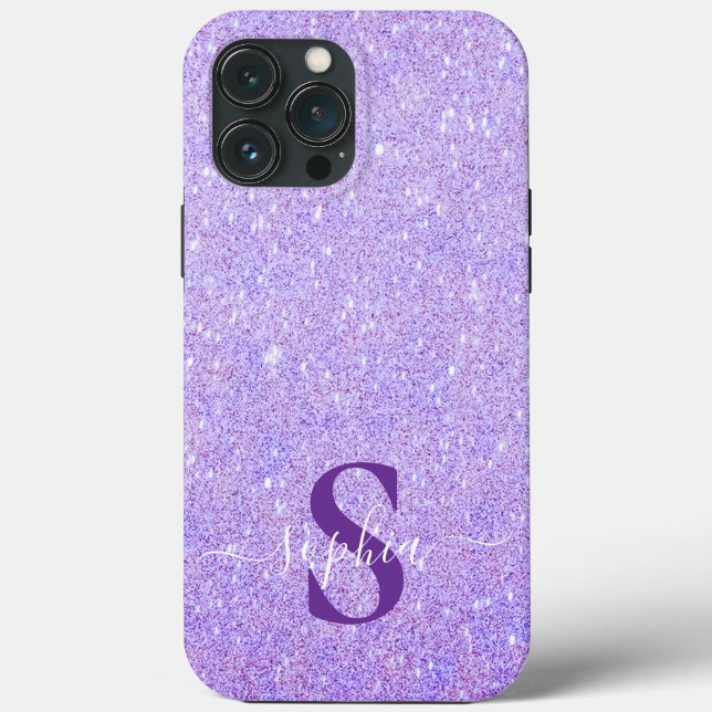 Eleganter Glitzer mit Monogramm Name Case-Mate iPhone Hülle (Rückseite)