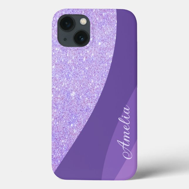 Eleganter Glitzer mit Monogramm Name Case-Mate iPhone Hülle (Rückseite)