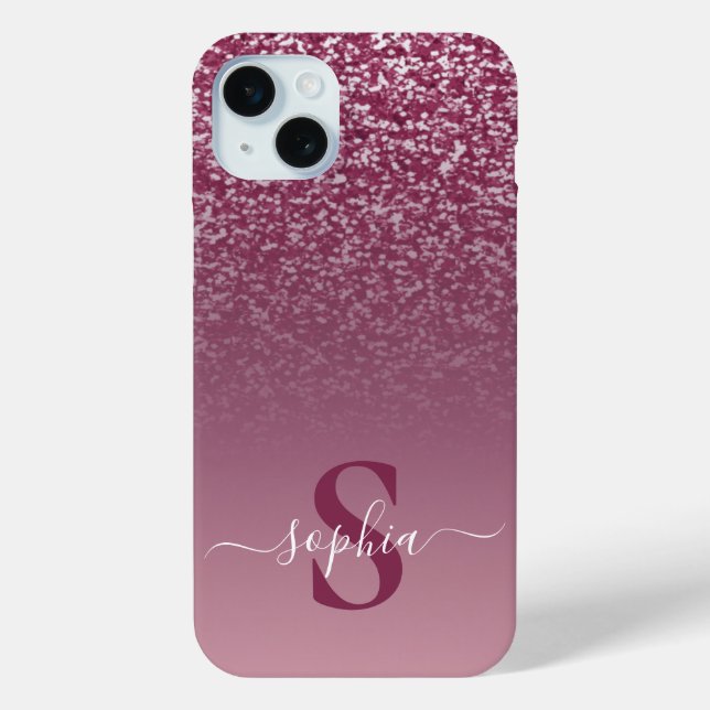Eleganter Glitzer mit Monogramm Name Case-Mate iPhone Hülle (Rückseite)