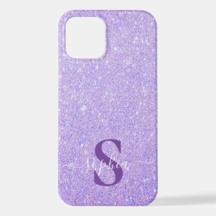 Eleganter Glitzer mit Monogramm Name iPhone 12 Hülle