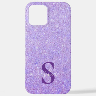 Eleganter Glitzer mit Monogramm Name iPhone 12 Pro Max Hülle