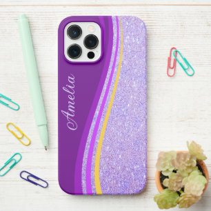 Eleganter Glitzer mit Monogramm Name iPhone 12 Pro Max Hülle