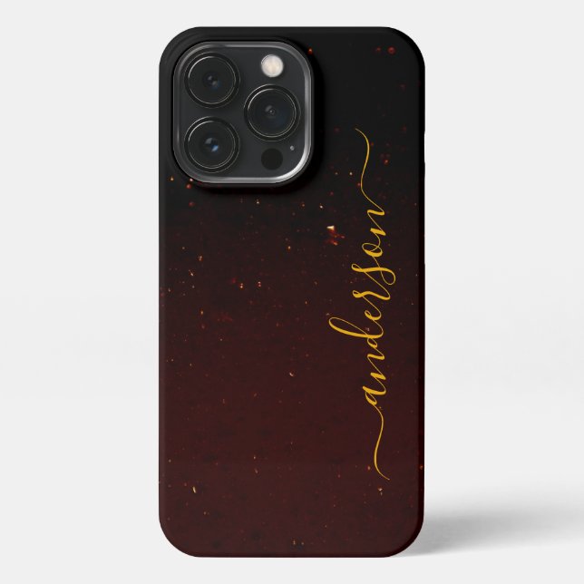 Eleganter Glitzer mit Monogramm Name iPhone 13 Pro Hülle (Rückseite)