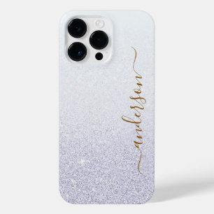 Eleganter Glitzer mit Monogramm Name iPhone 14 Pro Max Hülle