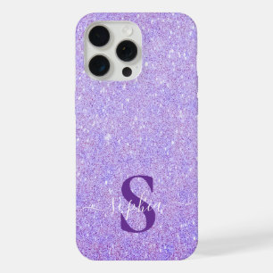 Eleganter Glitzer mit Monogramm Name iPhone 15 Pro Max Hülle