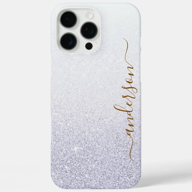 Eleganter Glitzer mit Monogramm Name iPhone 16 Pro Max Hülle (Rückseite)