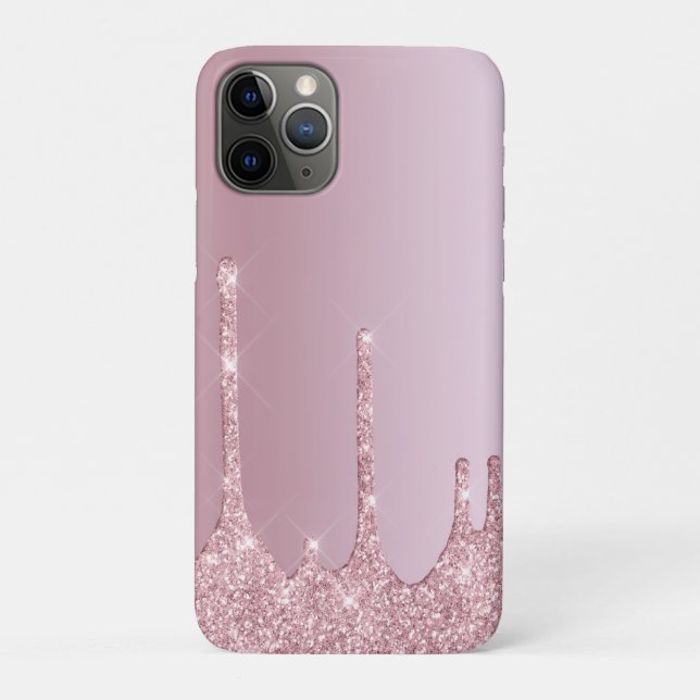 Eleganter Glitzer mit rosa Rosengold Tropfen Case-Mate iPhone Hülle (Rückseite)