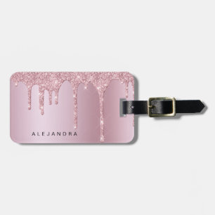 Eleganter Glitzer mit rosa Rosengold Tropfen Gepäckanhänger