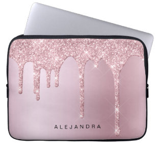 Eleganter Glitzer mit rosa Rosengold Tropfen Laptopschutzhülle