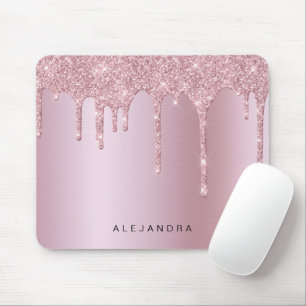 Eleganter Glitzer mit rosa Rosengold Tropfen Mousepad