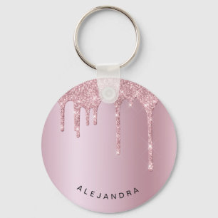 Eleganter Glitzer mit rosa Rosengold Tropfen Schlüsselanhänger