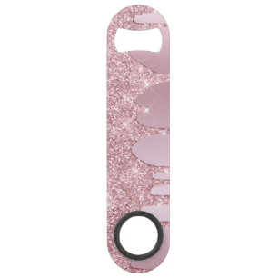 Eleganter Glitzer mit rosa Rosengold Tropfen Speed Flaschenöffner