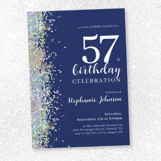 Eleganter Glitzer Navy Blue jedes Alter Geburtstag Einladung