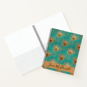 Eleganter Glitzer Peacock Feathers Sketch/Story Notizbuch