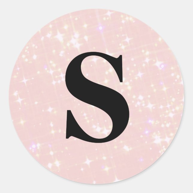 Eleganter Glitzer Pink Monogram Umschlag Aufkleber (Vorderseite)
