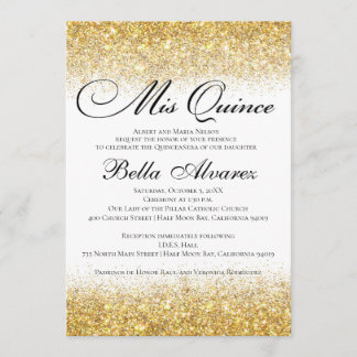 Eleganter Glitzer Quinceañera Einladung Mis Quince