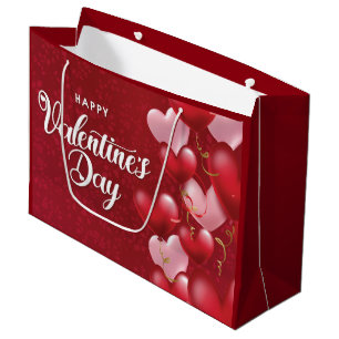 Eleganter Glitzer Red Happy Valentine's Day Large  Große Geschenktüte