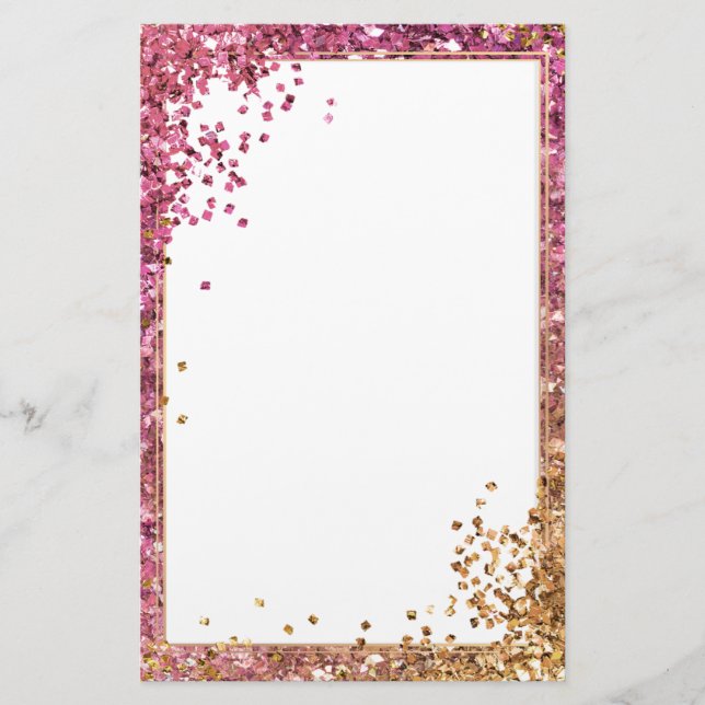 Eleganter Glitzer, rosa Goldpapier 5,5" x 8,5" Briefpapier (Vorderseite)