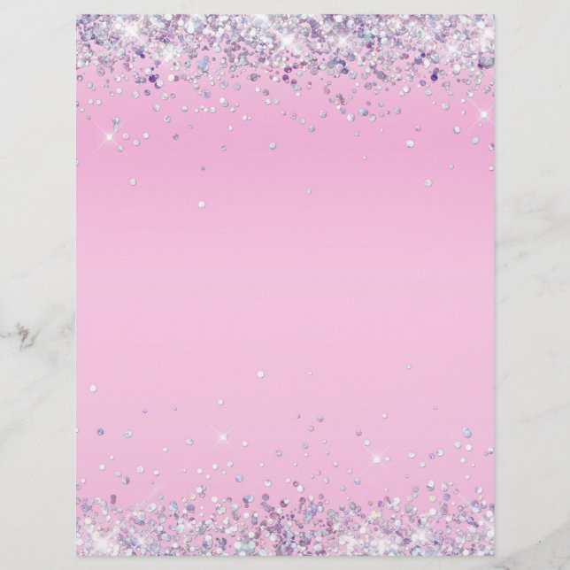 Eleganter Glitzer rosa Leerbuchstabe Briefbogen (Vorderseite)