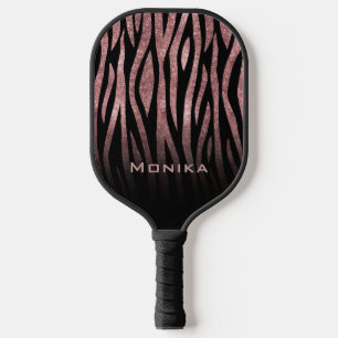 Eleganter Glitzer Rose Goldene Tierhaut Zebra Prin Pickleball Schläger