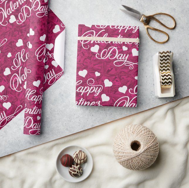 Eleganter Glitzer Rotes Glück Valentinstag Geschenkpapier (Kunsthandwerk)