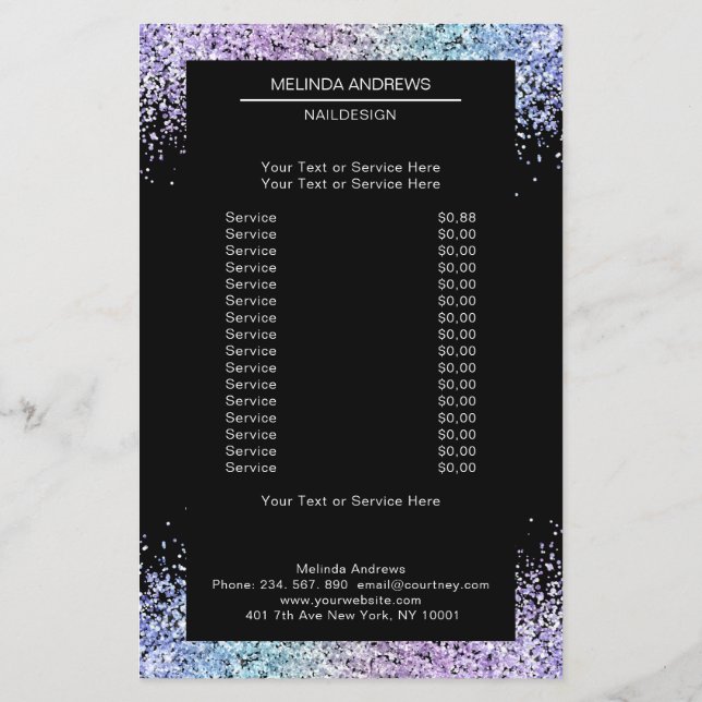 Eleganter Glitzer Saloon auf beiden Seiten Flyer (Hinten)
