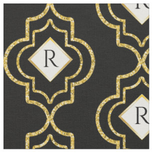 Eleganter Glitzer Schwarz   marokkanischer Gold -  Stoff