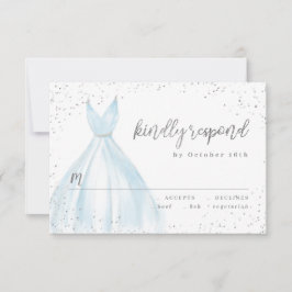 Eleganter Glitzer silberblaues Kleid quinceañera U RSVP Karte