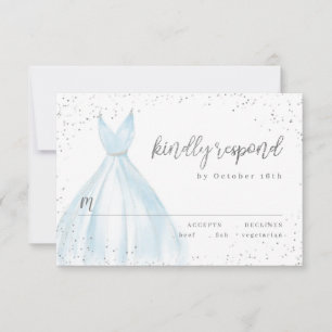 Eleganter Glitzer silberblaues Kleid quinceañera U RSVP Karte