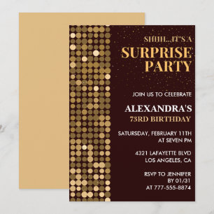 Eleganter Glitzer Surprise Party Gold 73. Geburtst Einladung