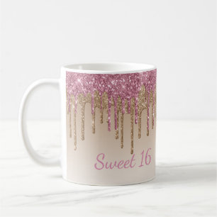 Eleganter Glitzer Sweet 16 Glam Script Ombré Spar Kaffeetasse