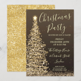 Eleganter Glitzer Tree Gold Party Einladung