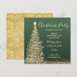 Eleganter Glitzer Tree Green Christmas Party Einladung