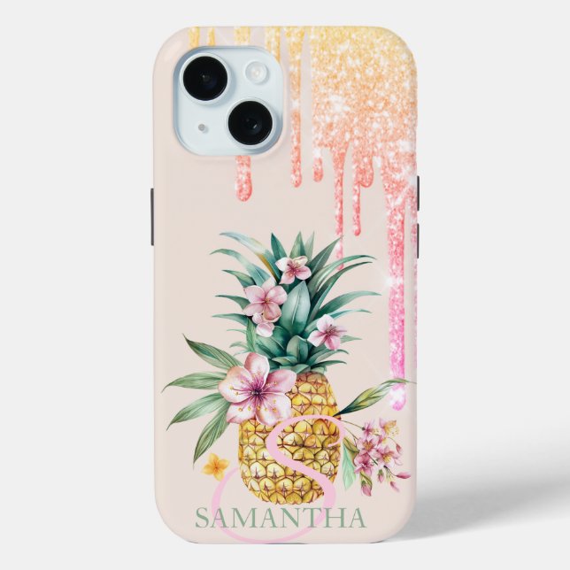 Eleganter Glitzer Tropfen Ananas Case-Mate iPhone Hülle (Rückseite)
