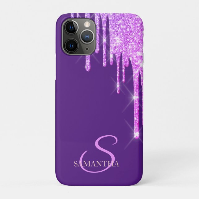 Eleganter Glitzer Tropfens Violet Case-Mate iPhone Hülle (Rückseite)