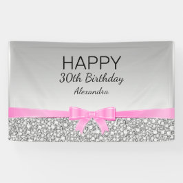 Eleganter Glitzer und rosafarbene Ribbon zum Gebur Banner