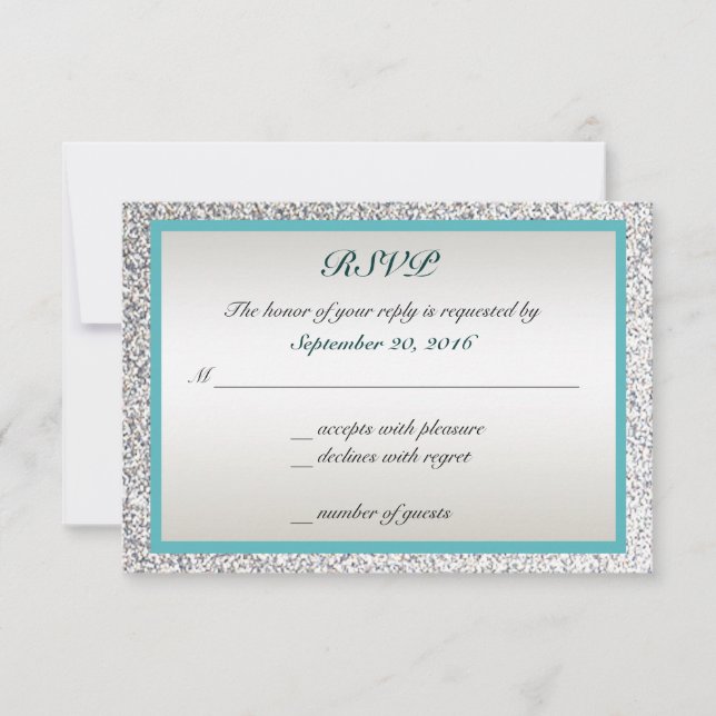 Eleganter Glitzer Wedding RSVP Karte (Vorderseite)