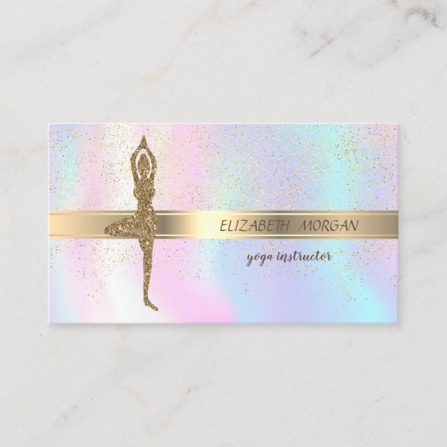 Eleganter Glitzer Yoga Girl, Confetti, holografisc Visitenkarte (Vorderseite)
