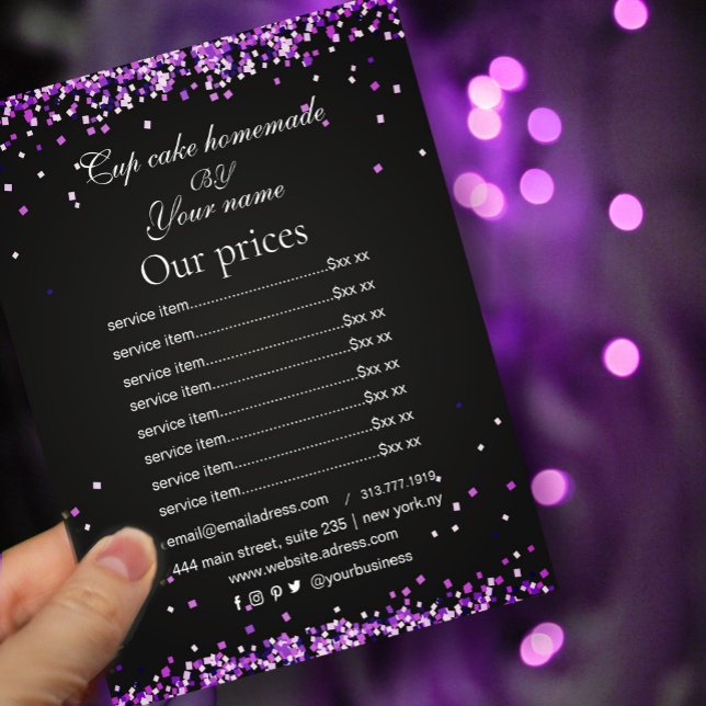 Eleganter Glitzern lila Flyer der schwarzen Preisl (#blackpurplflyer #sparklesflyer #blackfriday #holiday #Christmas #opening #makeupartist #sale #shiny)