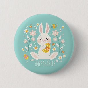 Eleganter glücklicher Button-Knopf Osterhasen- Button