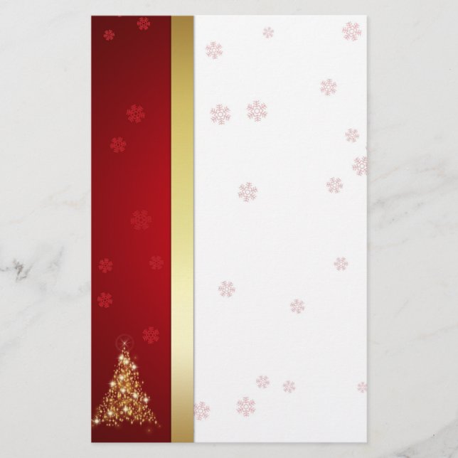 Eleganter glühender fröhlicher Weihnachtsbaum Briefpapier (Vorderseite)