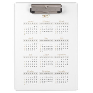 Eleganter Gold 2027 Kalender   Jeder Hintergrundfa Klemmbrett