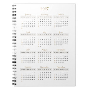 Eleganter Gold 2027 Kalender Jeder Hintergrundfa Notizblock