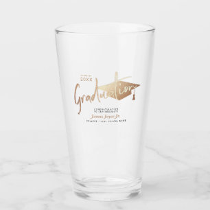 Eleganter Gold Abschluss Script Beer Glas