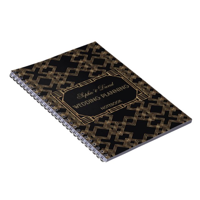 Eleganter Gold Black Great Gatsby Hochzeitsplaner Notizblock (Rechte Seite)